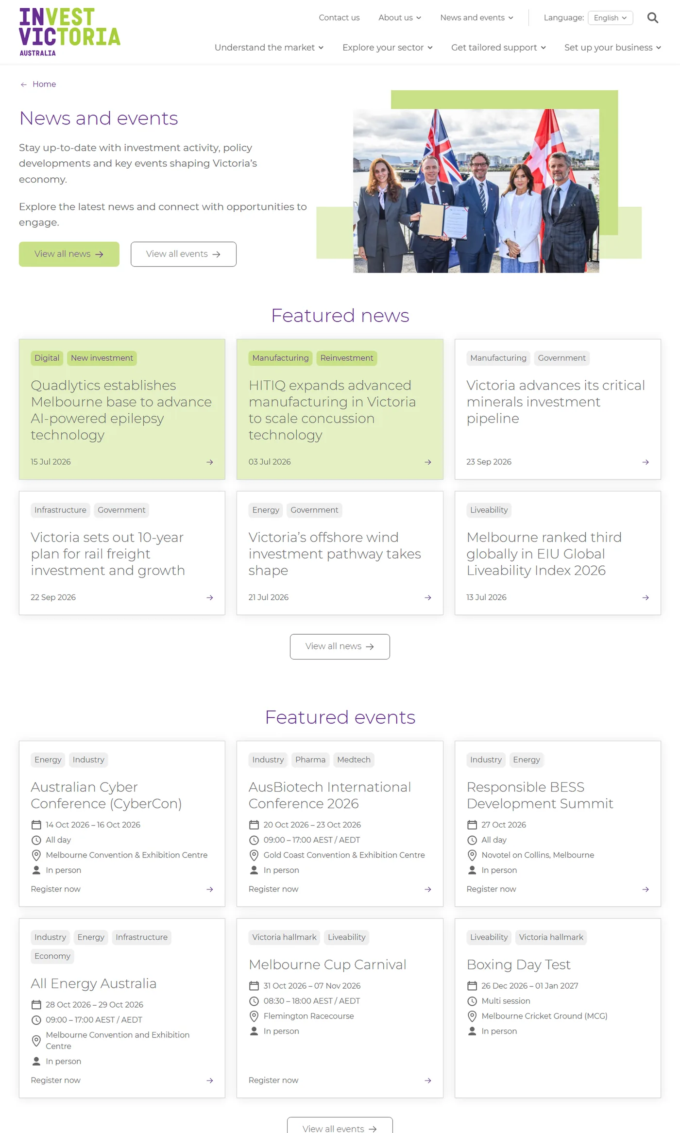 News and events on invest.vic.gov.au