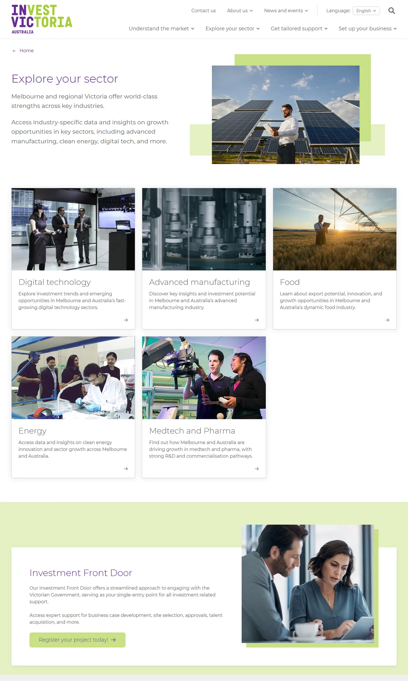 Explore your sector on invest.vic.gov.au