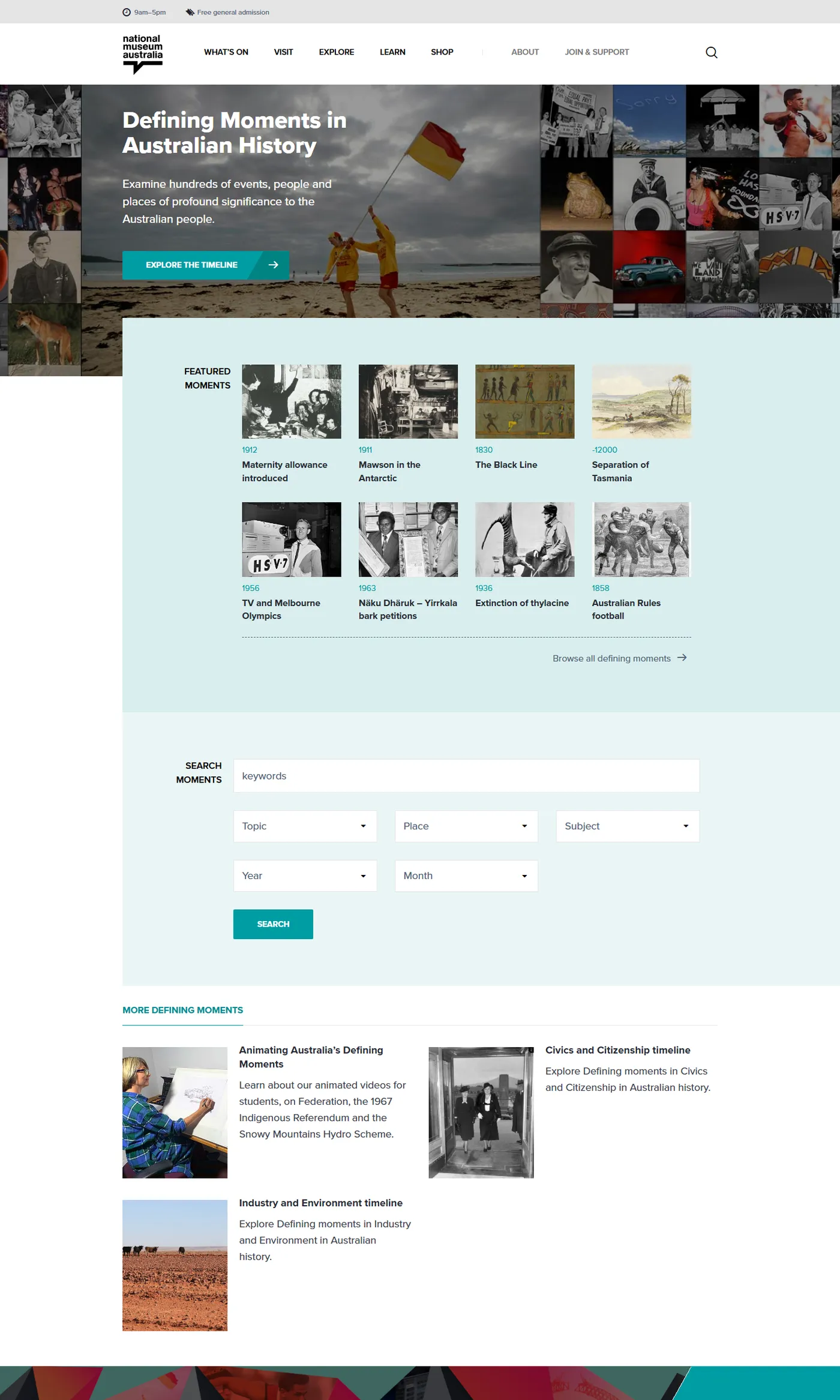 Defining Moments in Australian History on nma.gov.au