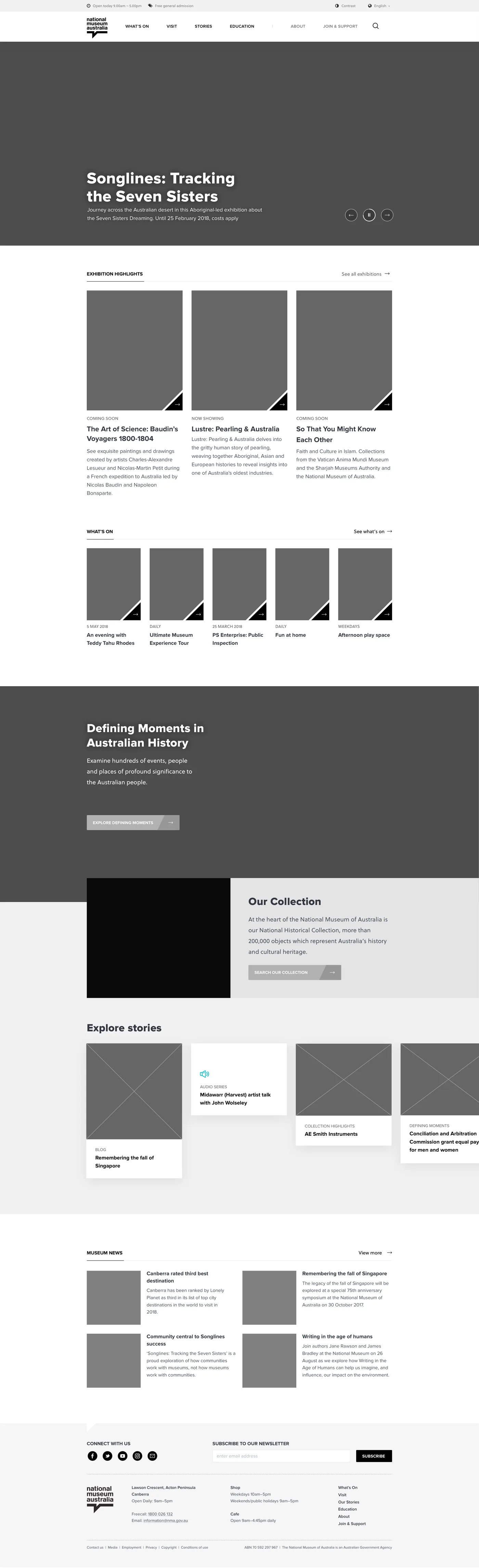 Home page wireframe, May 2018