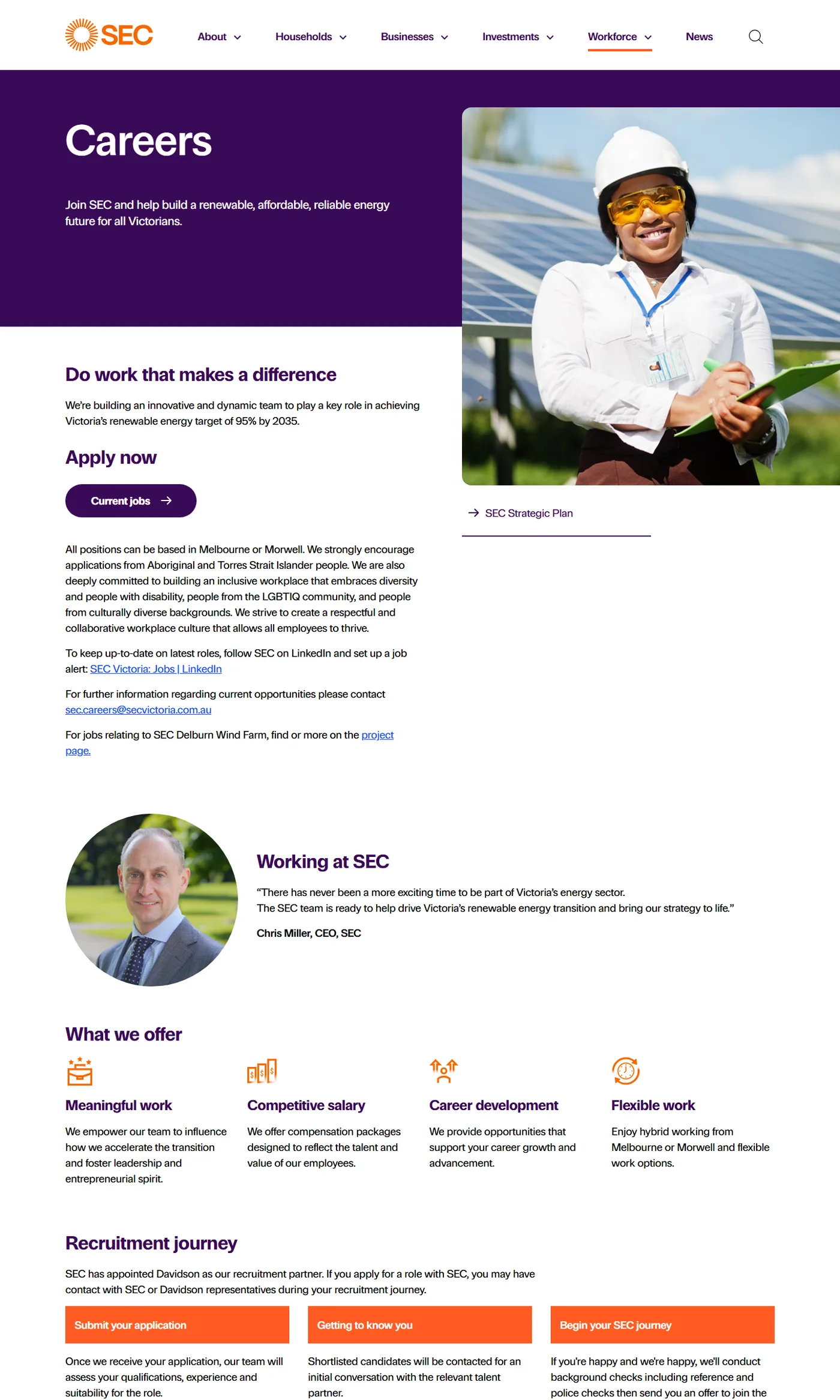 The workforce section on secvictoria.com.au