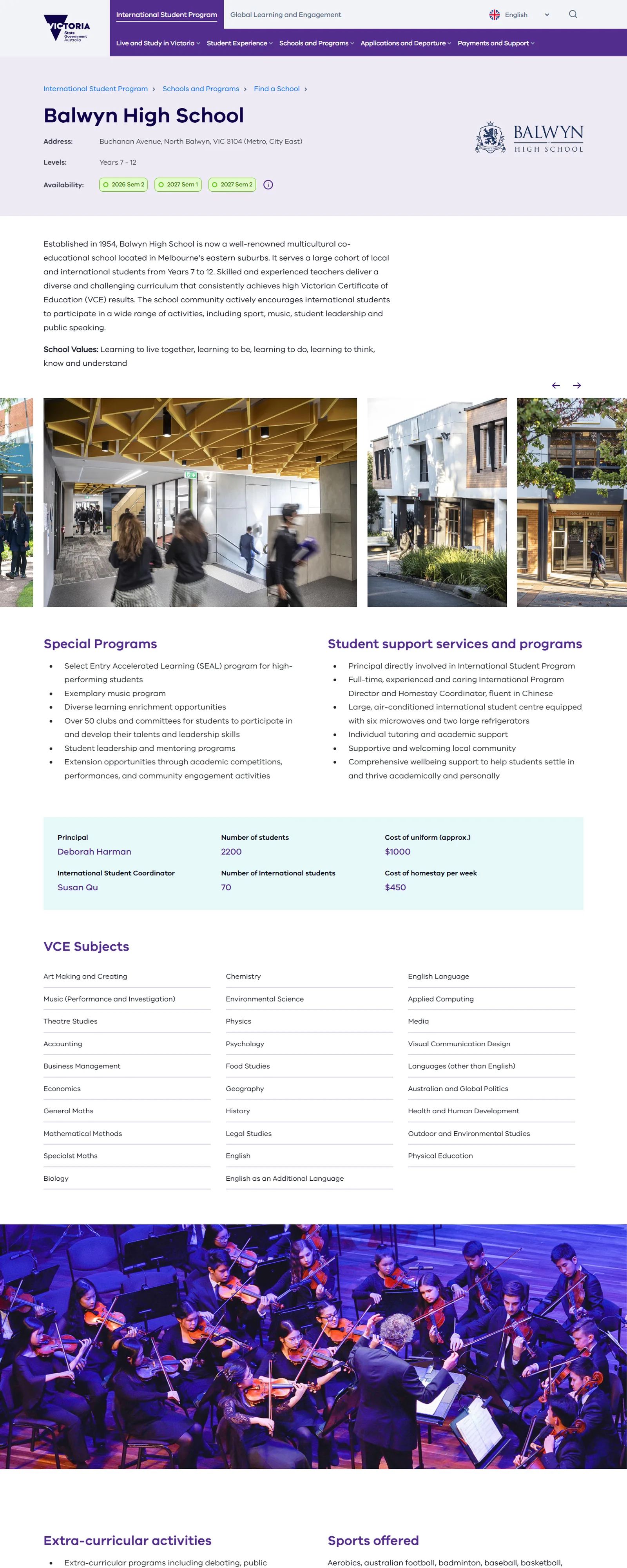 A school profile on study.vic.gov.au