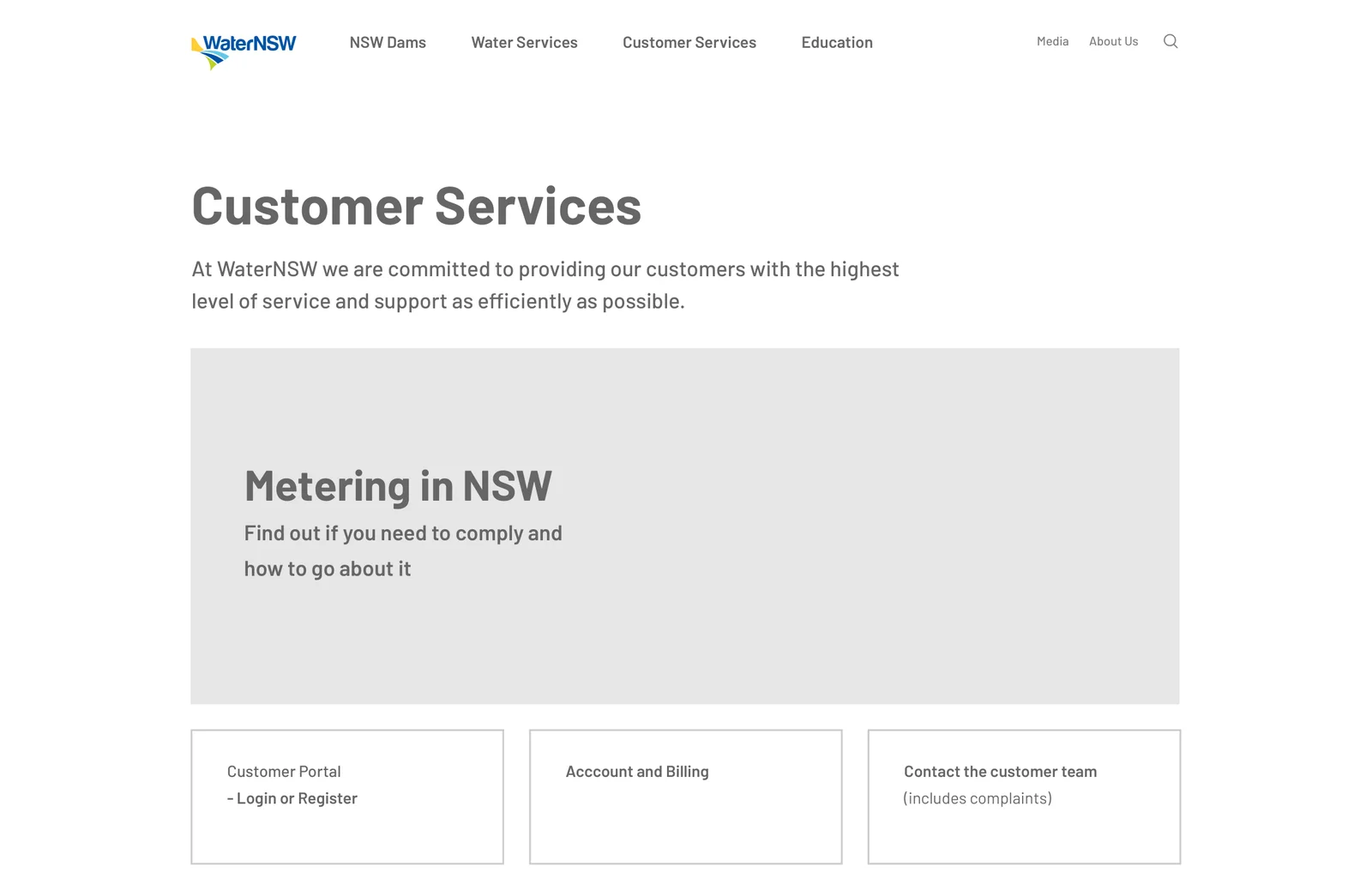 Customer services wireframe