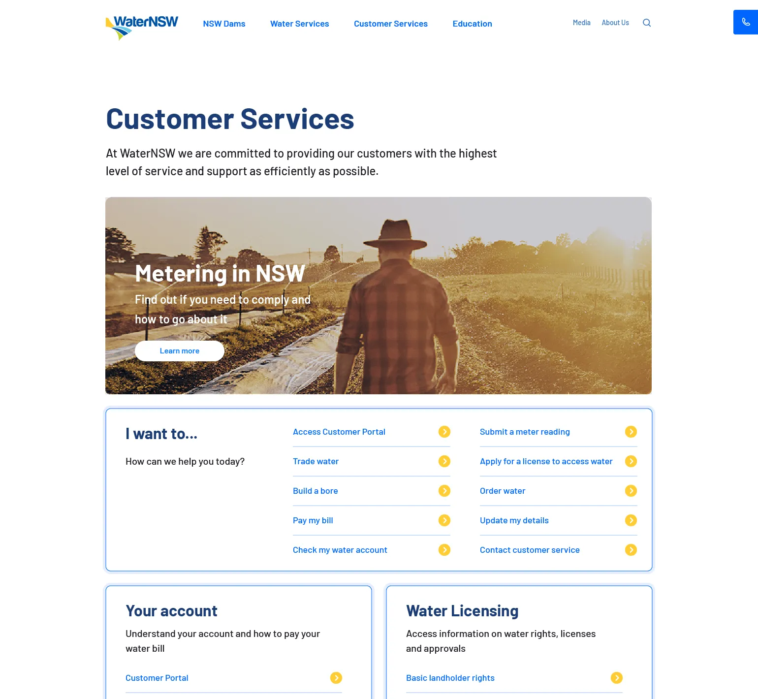 The customer service area